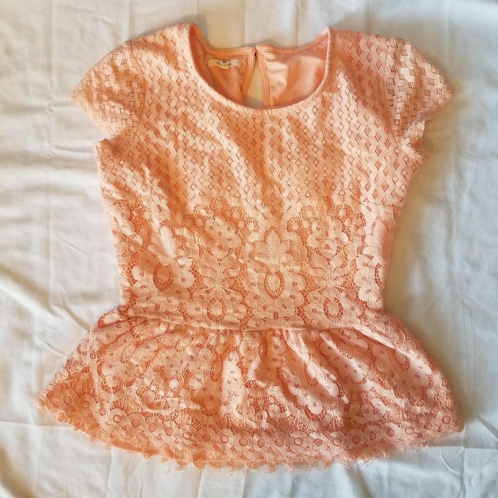 Women's Maurices Peach Ruffle Hem Top Medium